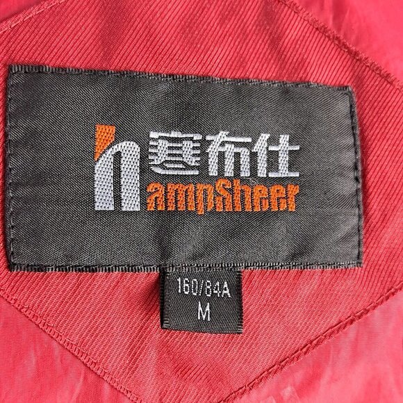 Hampsheer Size Medium Red Puffy Jacket Full Zip Detacheable Fur Collar EUC - Picture 10 of 16